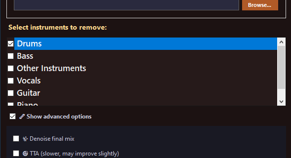 Come rimuovere strumento (batteria, basso, chitarra, piano) da musica